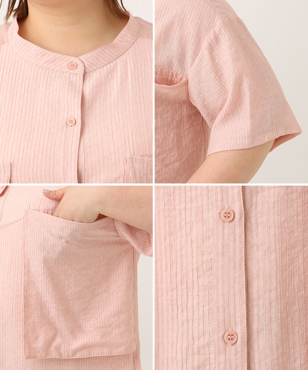 【大きいサイズ/Sösö×eur3】バンドカラーシャツタンクトップセット