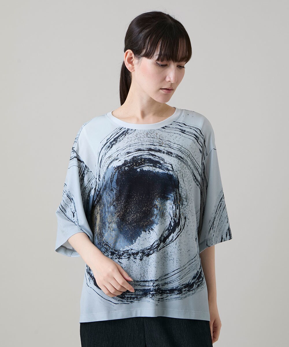 墨絵プリントデザインTシャツ /日本製/洗える