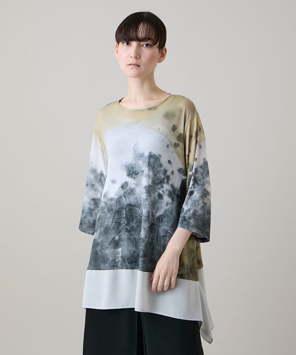 墨絵プリントデザインTシャツ /日本製/洗える