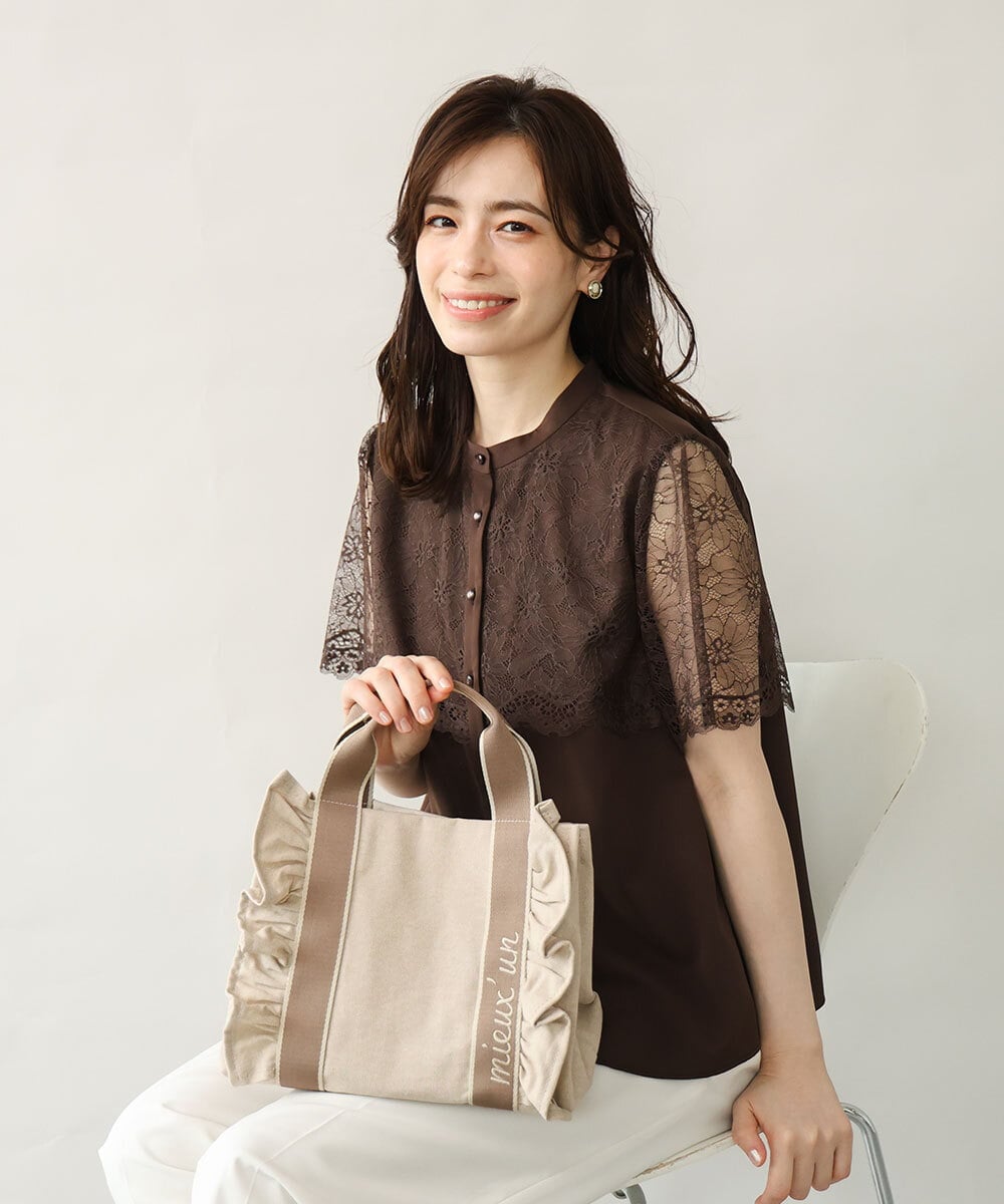 BJCJD67130 MK MICHEL KLEIN BAG(MK ミッシェルクラン バッグ) [WEB限定/300g以下の軽量]サイドフリルスクエアデザインバッグ ピンク