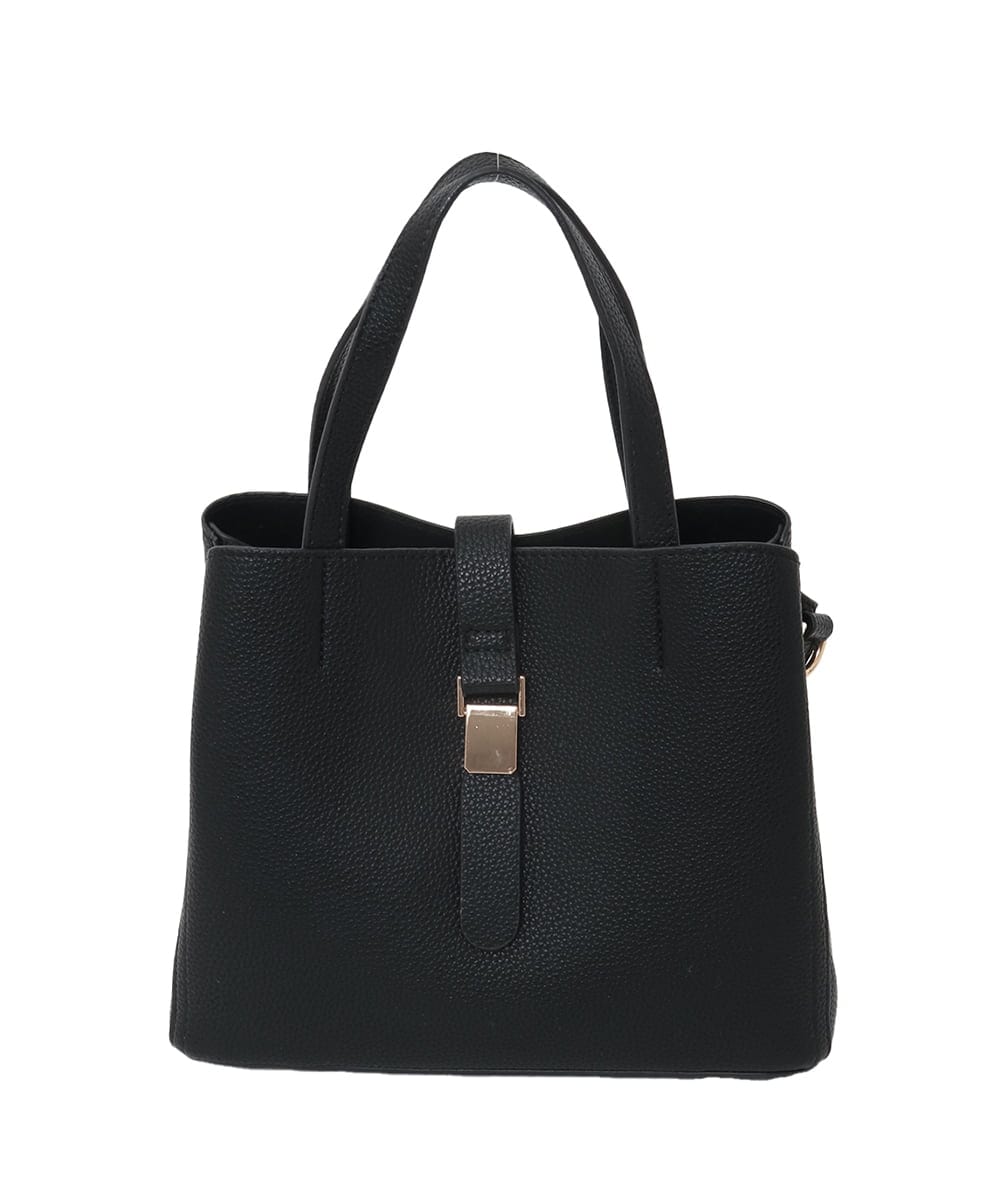 BJCJD75150 MK MICHEL KLEIN BAG(MK ミッシェルクラン バッグ) [2WAY]ベルトフラップスクエアミニトートバッグ ブラック