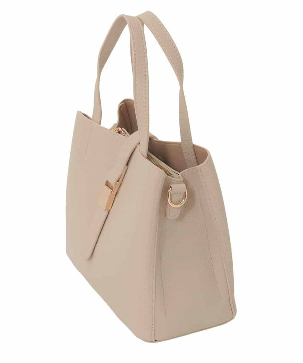 BJCJD75150 MK MICHEL KLEIN BAG(MK ミッシェルクラン バッグ) [2WAY]ベルトフラップスクエアミニトートバッグ ベージュ