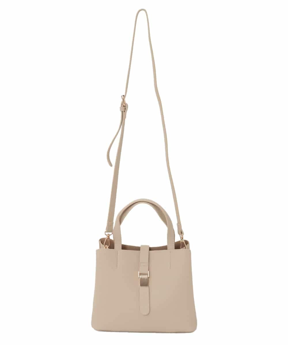 BJCJD75150 MK MICHEL KLEIN BAG(MK ミッシェルクラン バッグ) [2WAY]ベルトフラップスクエアミニトートバッグ ベージュ