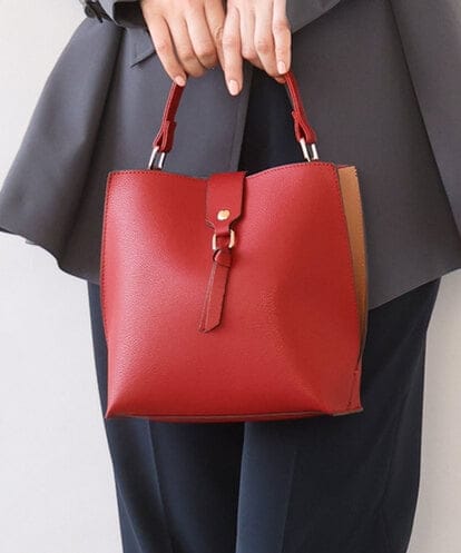 BJCJV86150 MK MICHEL KLEIN BAG [2WAY/軽量]バイカラースクエアハンドバッグ