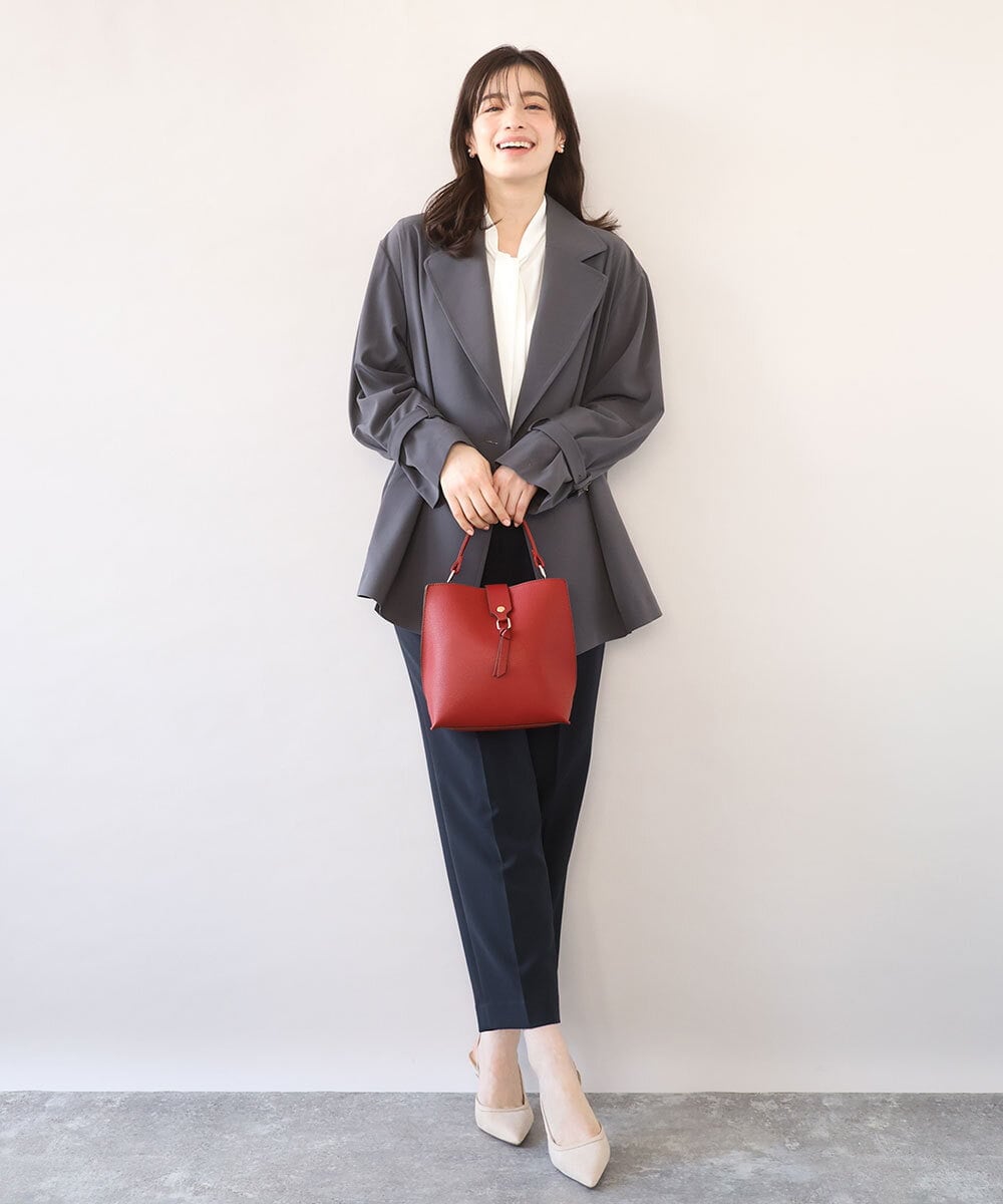 BJCJV86150 MK MICHEL KLEIN BAG(MK ミッシェルクラン バッグ) [2WAY/軽量]バイカラースクエアハンドバッグ レッド