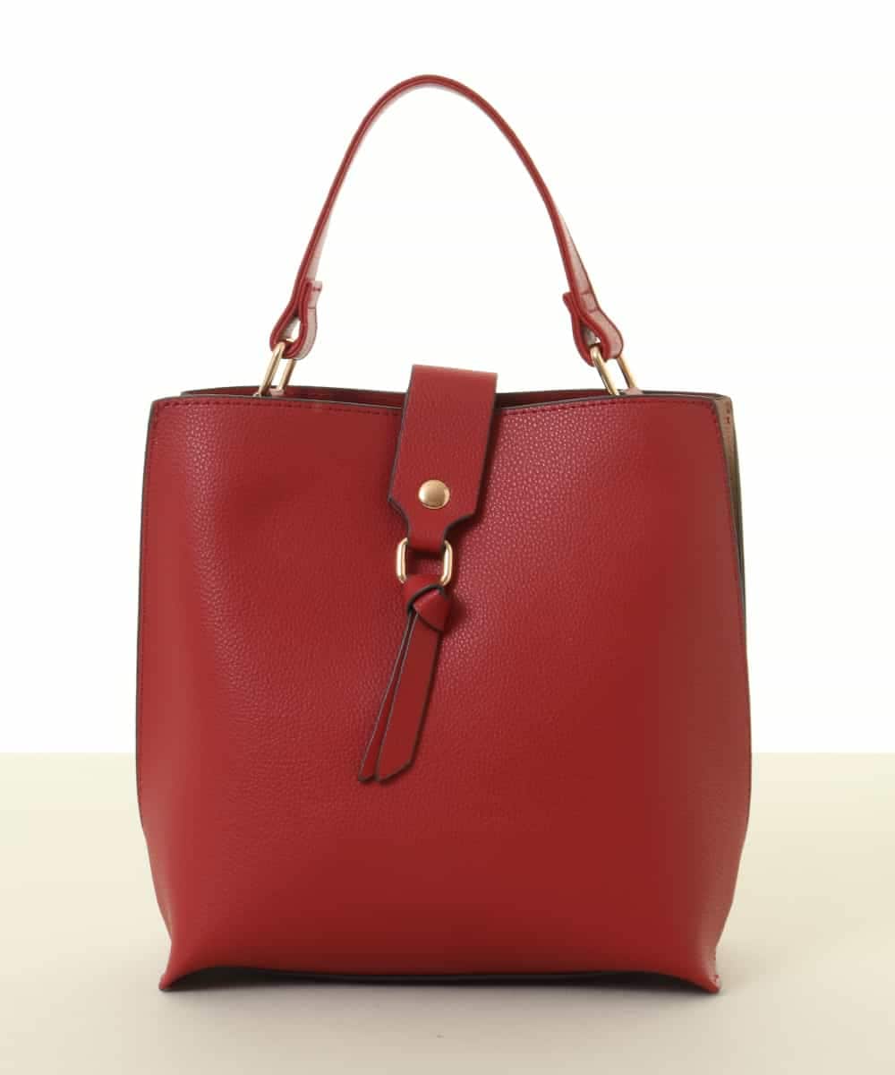 BJCJV86150 MK MICHEL KLEIN BAG(MK ミッシェルクラン バッグ) [2WAY/軽量]バイカラースクエアハンドバッグ レッド