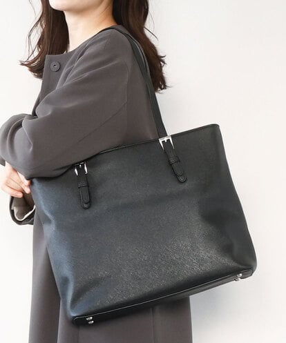 BKBAD12150  [2WAY/インナーバッグ付き]ベルトアクセントスクエアトートバッグ
