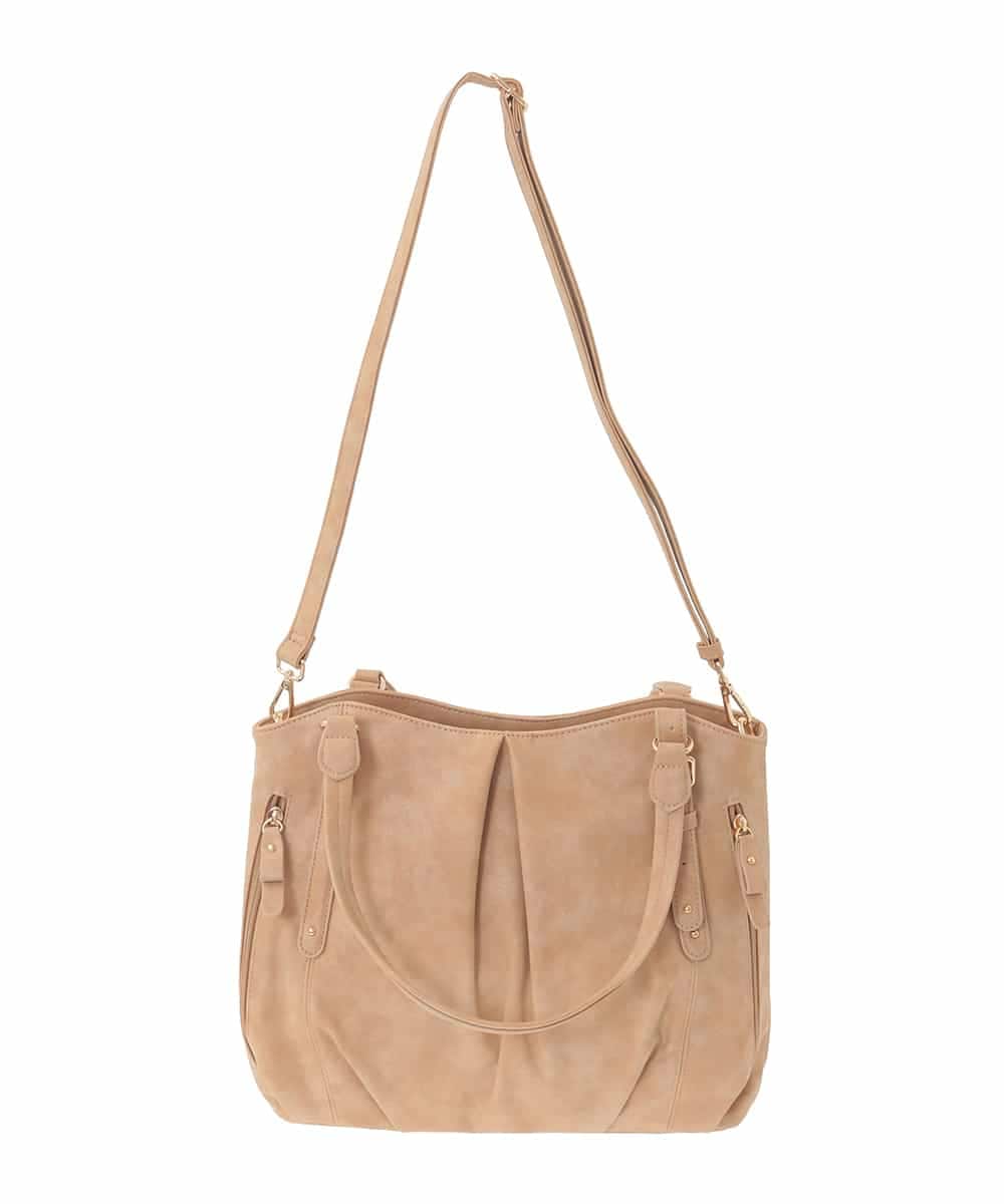 BKBAD26160 MK MICHEL KLEIN BAG(MK ミッシェルクラン バッグ) [2WAY]合成皮革タックデザイントートバッグ ライトベージュ