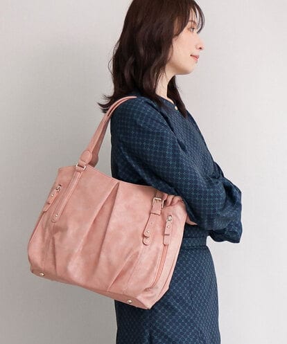 BKBAG26170 MK MICHEL KLEIN BAG [2WAY]サイドファスナータックデザイントートバッグ