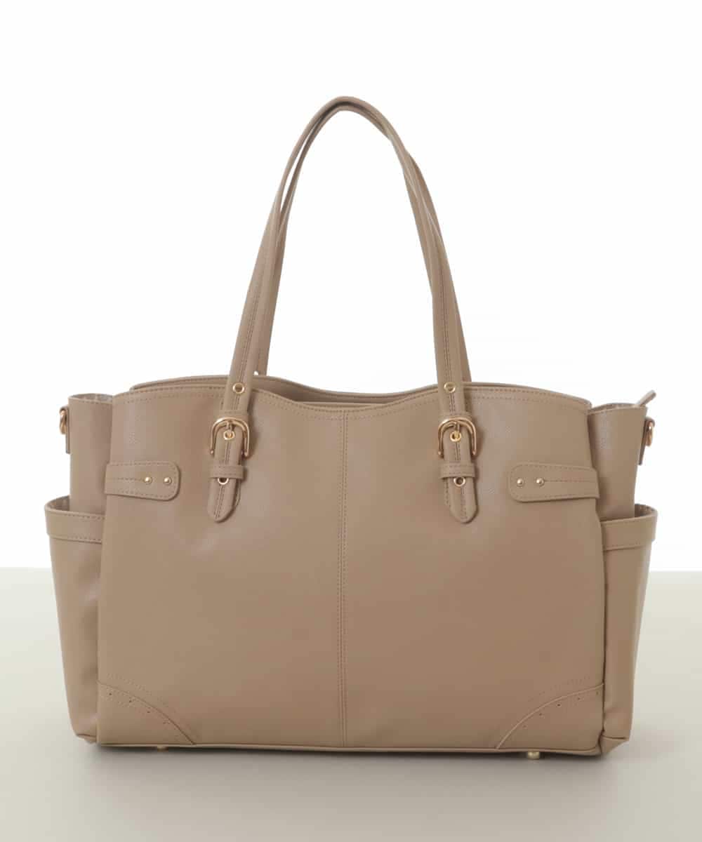 BKBGV23190 MK MICHEL KLEIN BAG(MK ミッシェルクラン バッグ) [大容量/2WAY]ステッチポイントワイドスクエアトート ベージュ