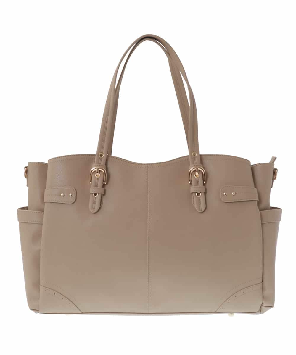 BKBGV23190 MK MICHEL KLEIN BAG(MK ミッシェルクラン バッグ) [大容量/2WAY]ステッチポイントワイドスクエアトート ベージュ