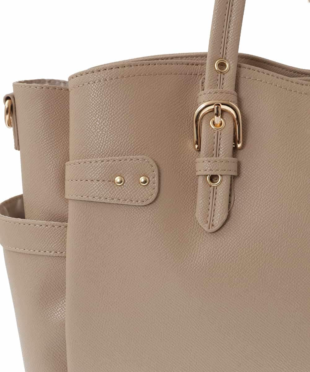 BKBGV23190 MK MICHEL KLEIN BAG(MK ミッシェルクラン バッグ) [大容量/2WAY]ステッチポイントワイドスクエアトート ベージュ