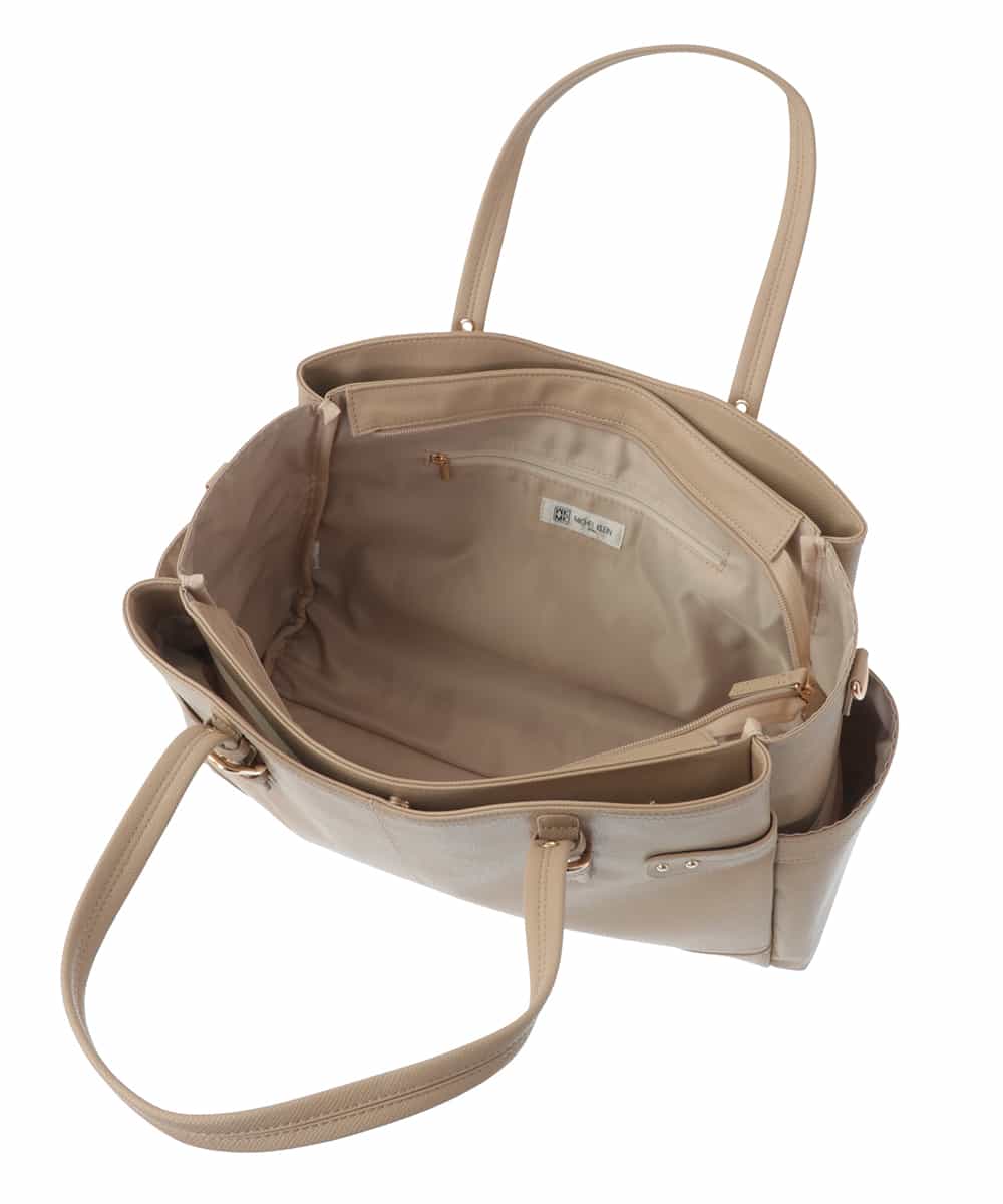 BKBGV23190 MK MICHEL KLEIN BAG(MK ミッシェルクラン バッグ) [大容量/2WAY]ステッチポイントワイドスクエアトート ベージュ