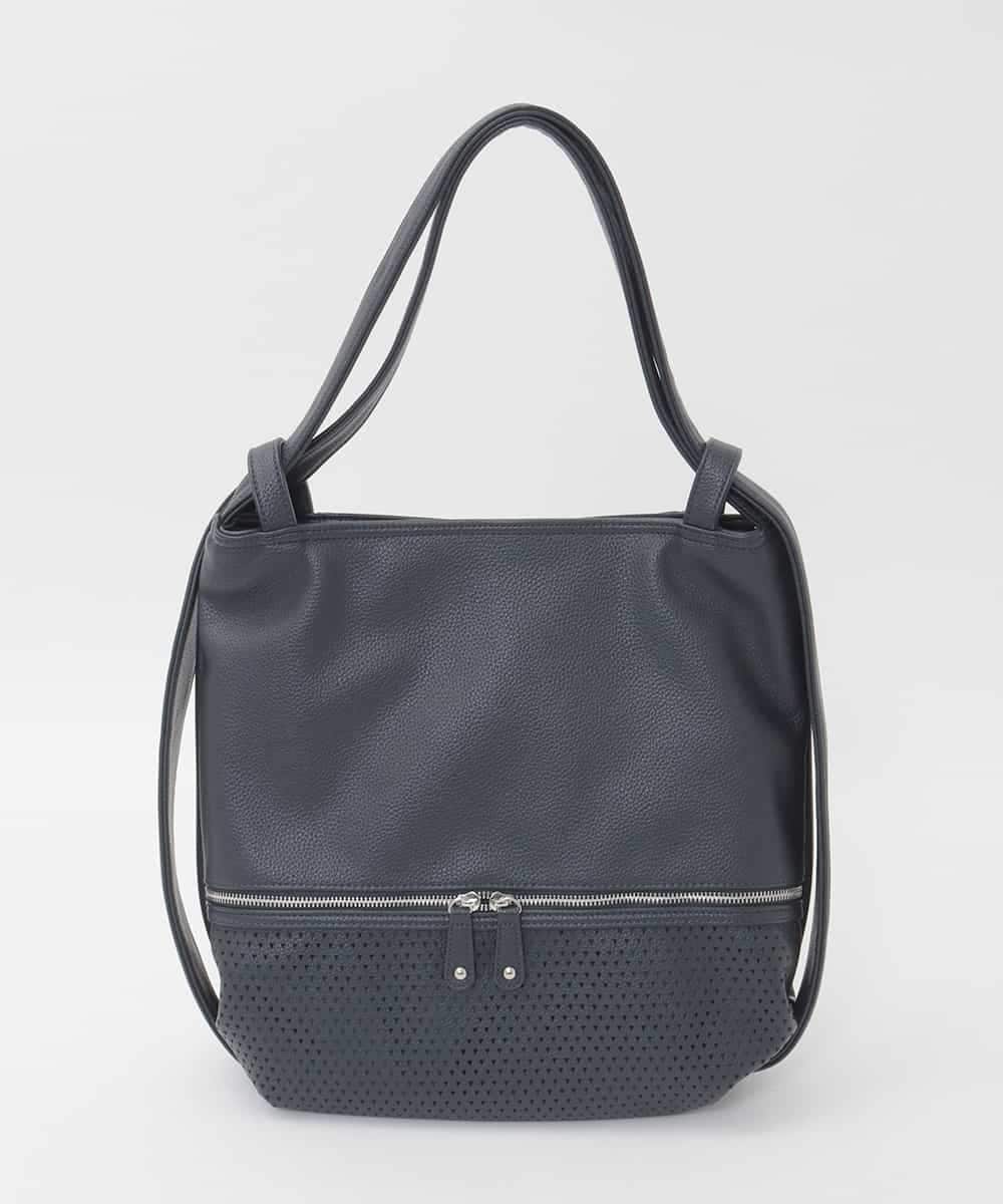 BKCAG26170 MK MICHEL KLEIN BAG(MK ミッシェルクラン バッグ) [2WAY]パンチングデザイン変形トートバッグ ネイビー