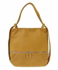 BKCGA26165 MK MICHEL KLEIN BAG(MK ミッシェルクラン バッグ) [2WAY/A4サイズ対応]パンチングデザイン変形トートバッグ マスタード
