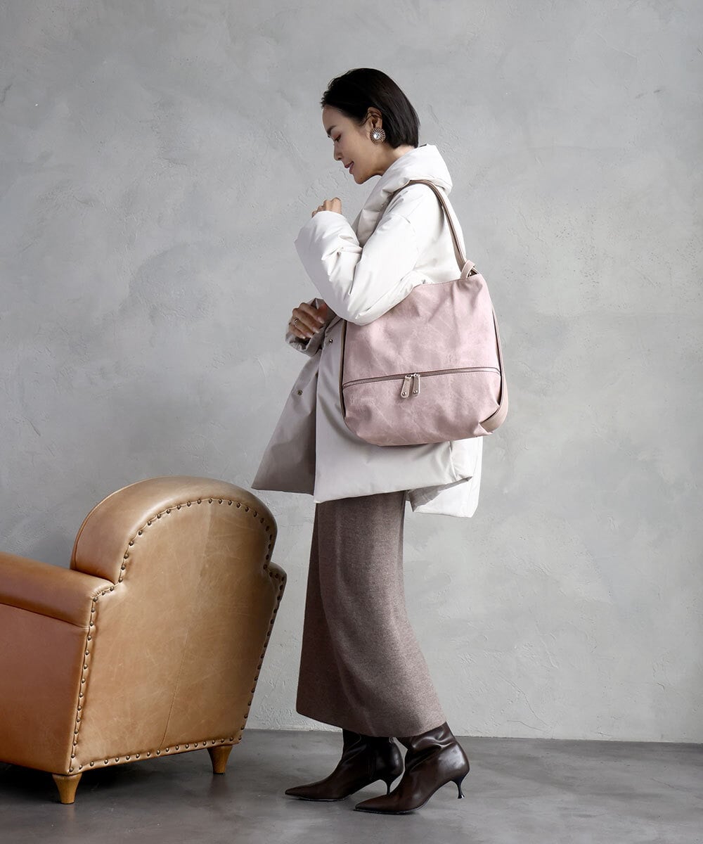BKCGD05165 MK MICHEL KLEIN BAG(MK ミッシェルクラン バッグ) [2WAY/A4収納可]布帛風デザイン変形トートバッグ ネイビー