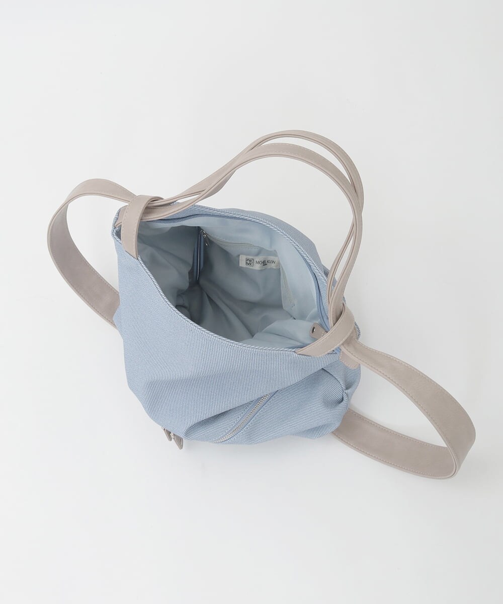 BKCGD05165 MK MICHEL KLEIN BAG(MK ミッシェルクラン バッグ) [2WAY/A4収納可]布帛風デザイン変形トートバッグ ネイビー