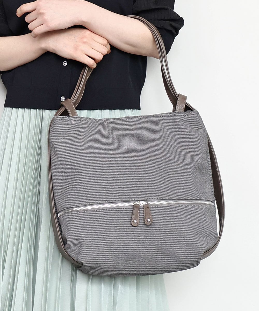 BKCGD05165 MK MICHEL KLEIN BAG(MK ミッシェルクラン バッグ) [2WAY/A4収納可]布帛風デザイン変形トートバッグ グレー