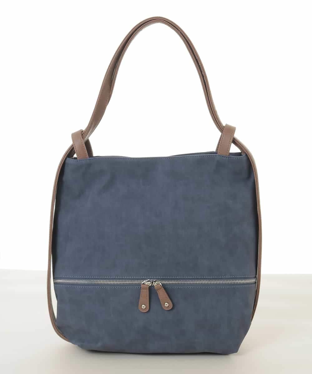 BKCGD05165 MK MICHEL KLEIN BAG(MK ミッシェルクラン バッグ) [2WAY/A4収納可]布帛風デザイン変形トートバッグ ネイビー