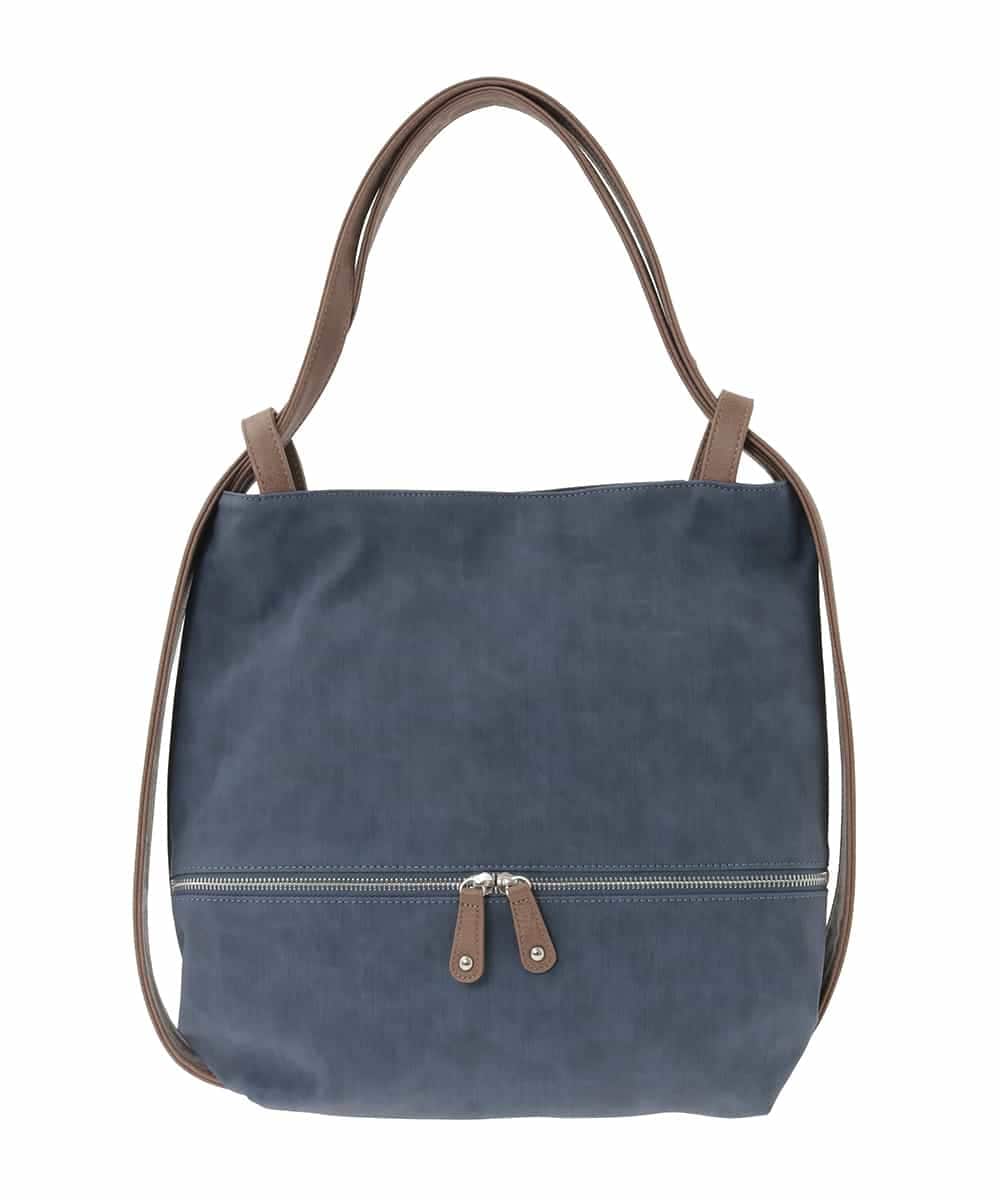 BKCGD05165 MK MICHEL KLEIN BAG(MK ミッシェルクラン バッグ) [2WAY/A4収納可]布帛風デザイン変形トートバッグ ネイビー