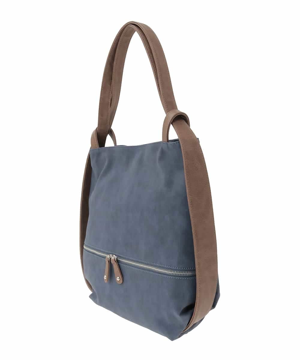 BKCGD05165 MK MICHEL KLEIN BAG(MK ミッシェルクラン バッグ) [2WAY/A4収納可]布帛風デザイン変形トートバッグ ネイビー