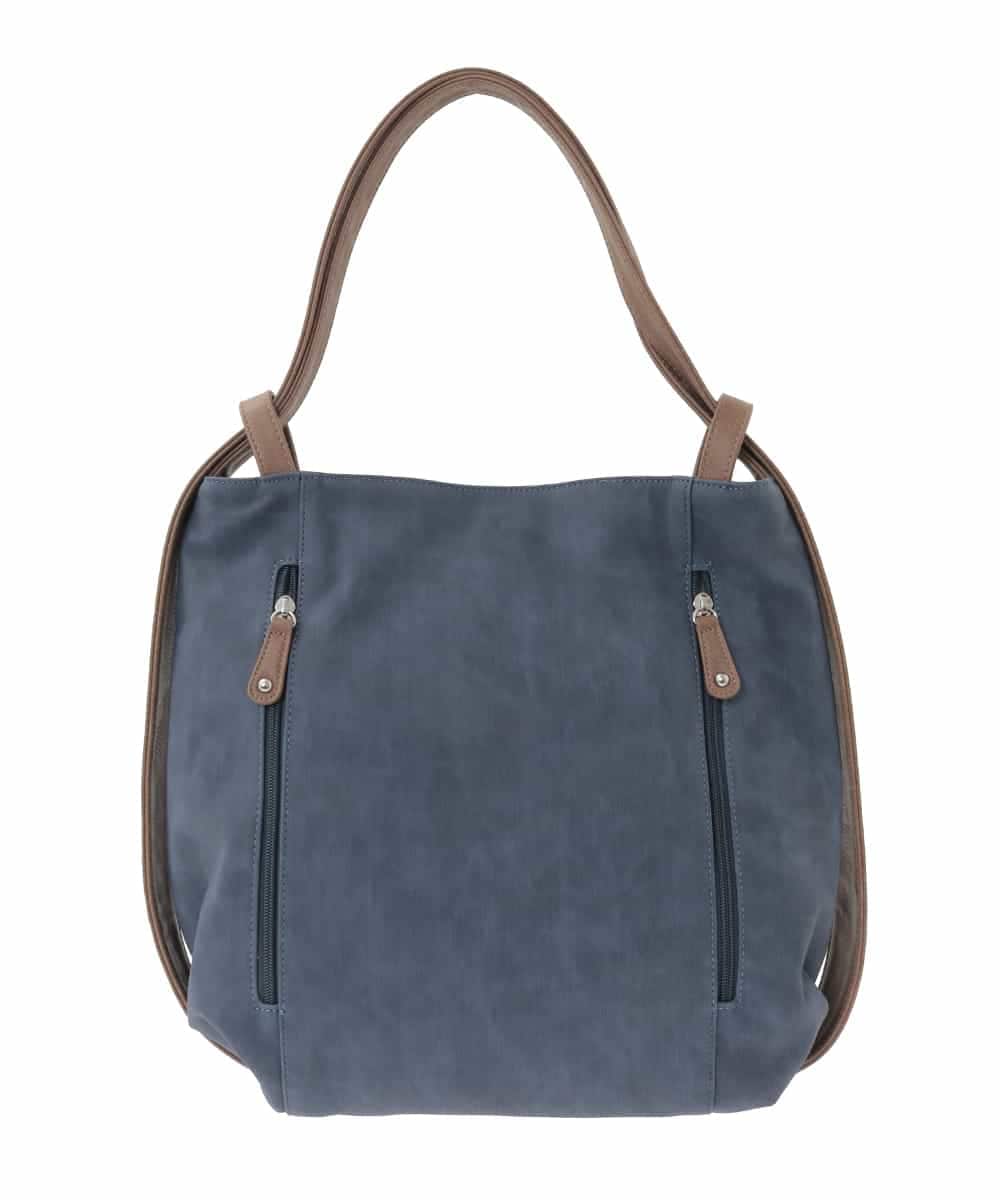 BKCGD05165 MK MICHEL KLEIN BAG(MK ミッシェルクラン バッグ) [2WAY/A4収納可]布帛風デザイン変形トートバッグ ネイビー