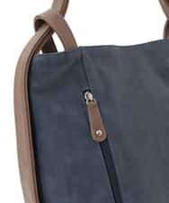BKCGD05165 MK MICHEL KLEIN BAG(MK ミッシェルクラン バッグ) [2WAY/A4収納可]布帛風デザイン変形トートバッグ ネイビー