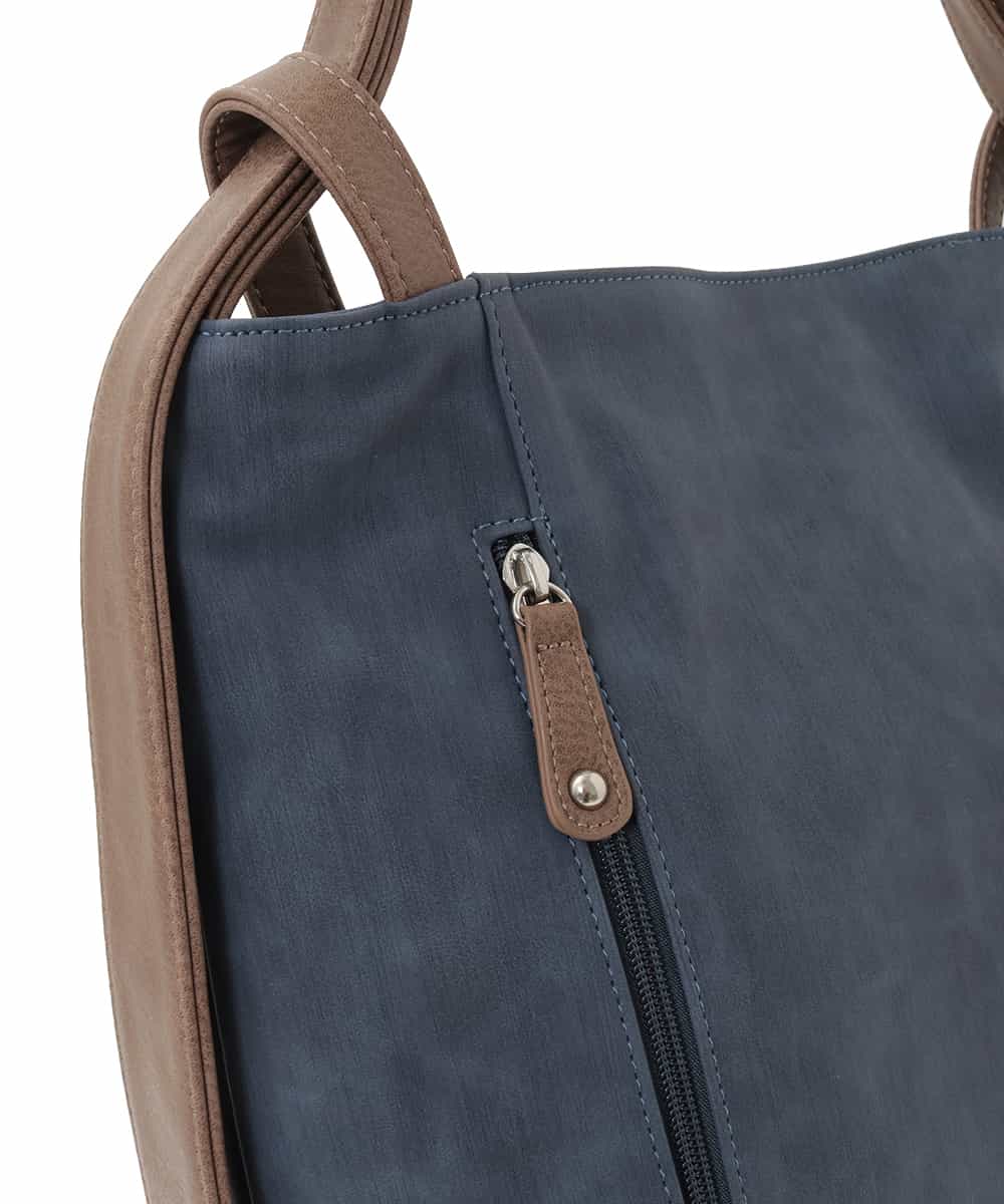 BKCGD05165 MK MICHEL KLEIN BAG(MK ミッシェルクラン バッグ) [2WAY/A4収納可]布帛風デザイン変形トートバッグ ネイビー