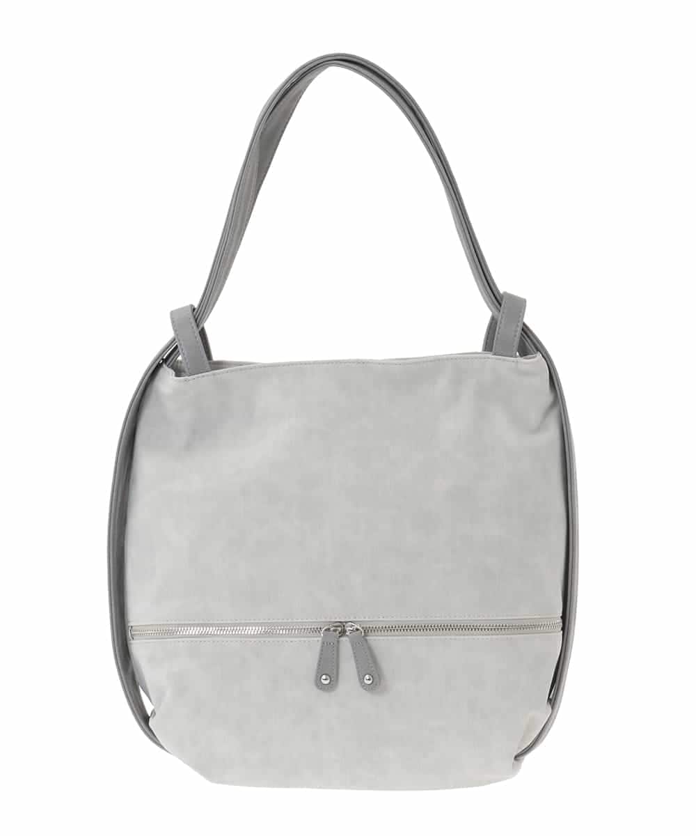BKCGD05165 MK MICHEL KLEIN BAG(MK ミッシェルクラン バッグ) [2WAY/A4収納可]布帛風デザイン変形トートバッグ ライトグレー