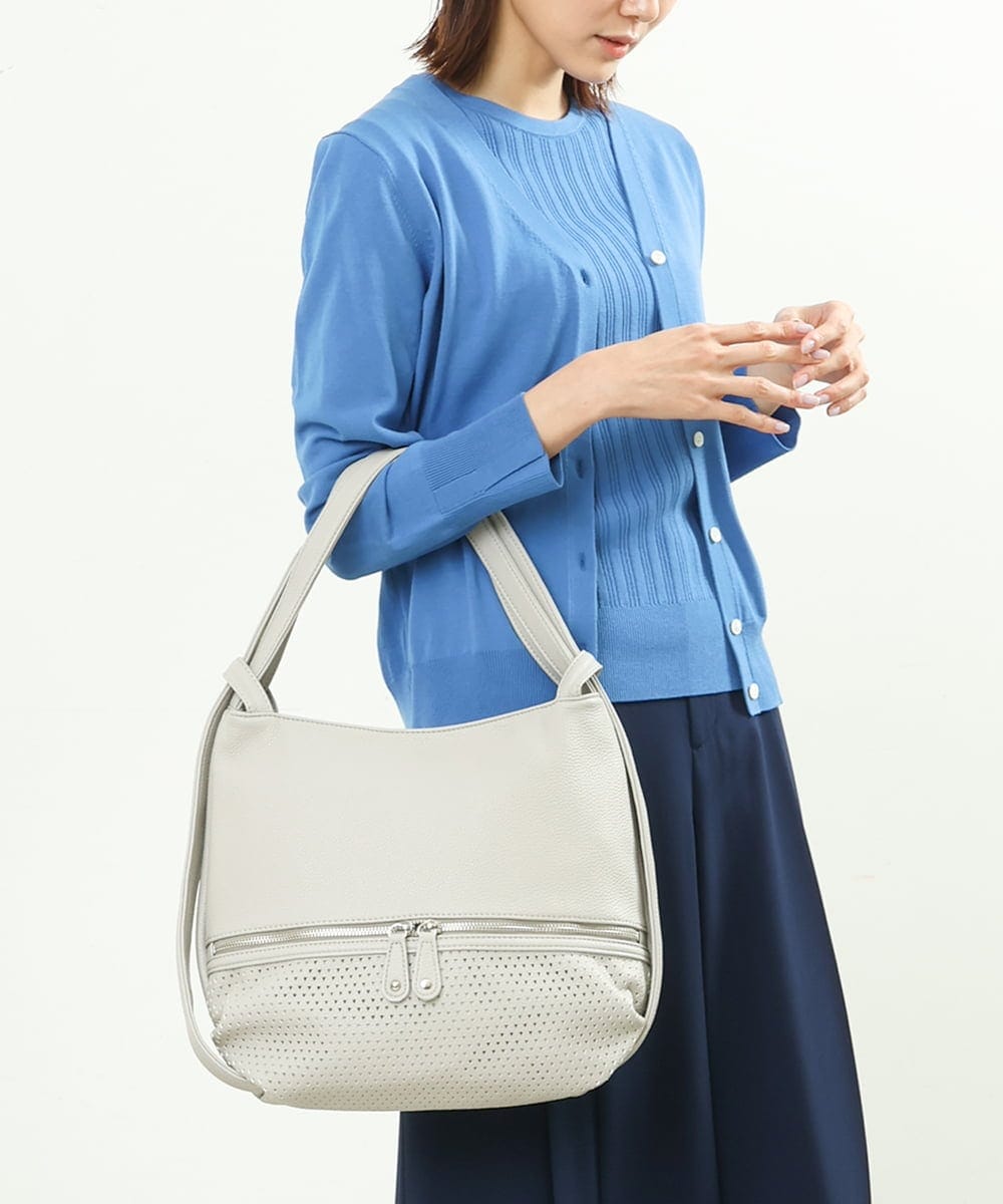 BKCGS28150 MK MICHEL KLEIN BAG(MK ミッシェルクラン バッグ) [2WAY]合成皮革変形ミニトートバッグ S ライトグレー