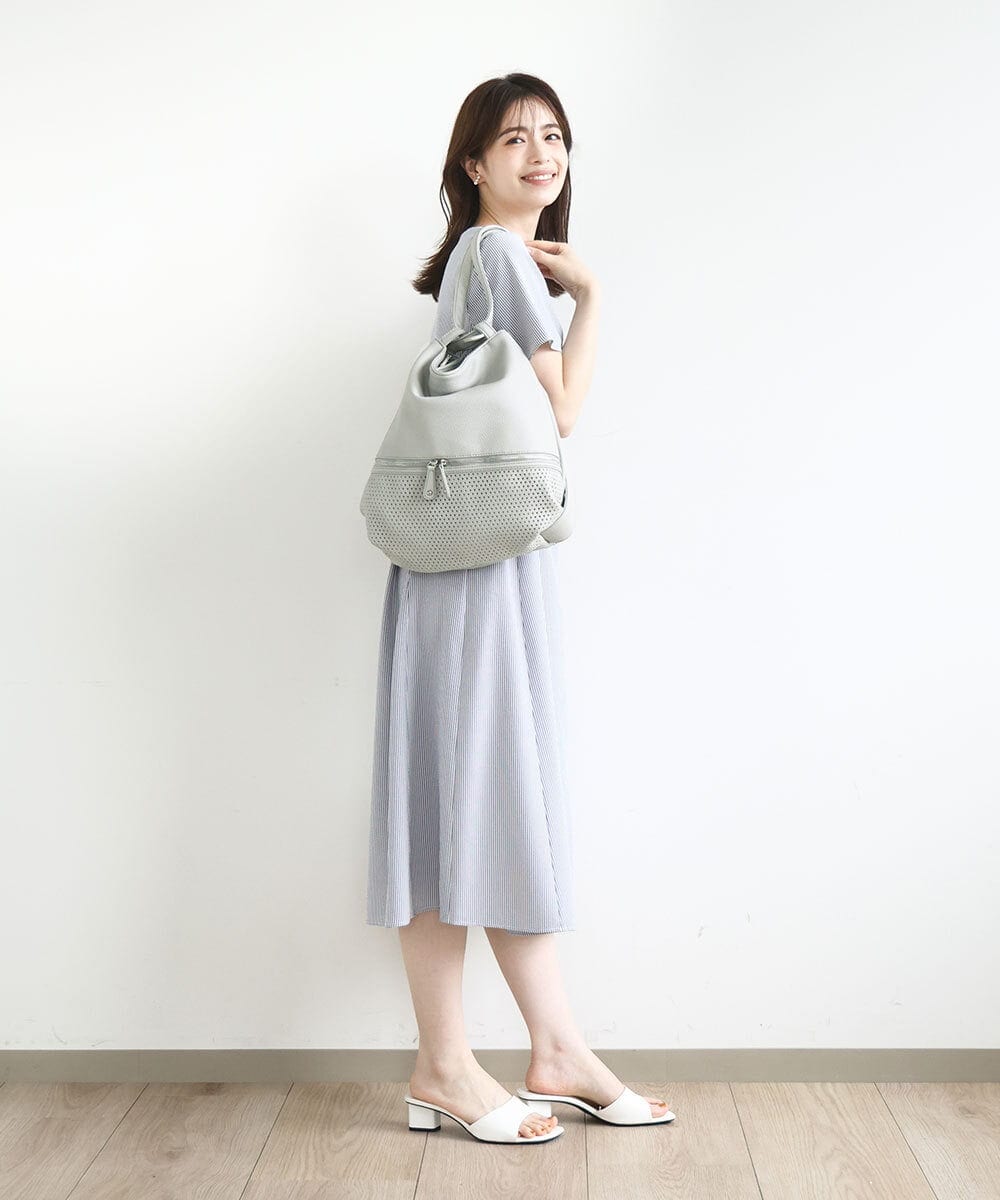BKCGV26160 MK MICHEL KLEIN BAG(MK ミッシェルクラン バッグ) [2WAY/A4サイズ対応]パンチングデザイン変形トートバッグ グリーン