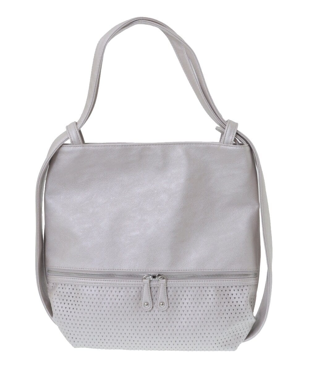 BKCGV26160 MK MICHEL KLEIN BAG(MK ミッシェルクラン バッグ) [2WAY/A4サイズ対応]パンチングデザイン変形トートバッグ グリーン