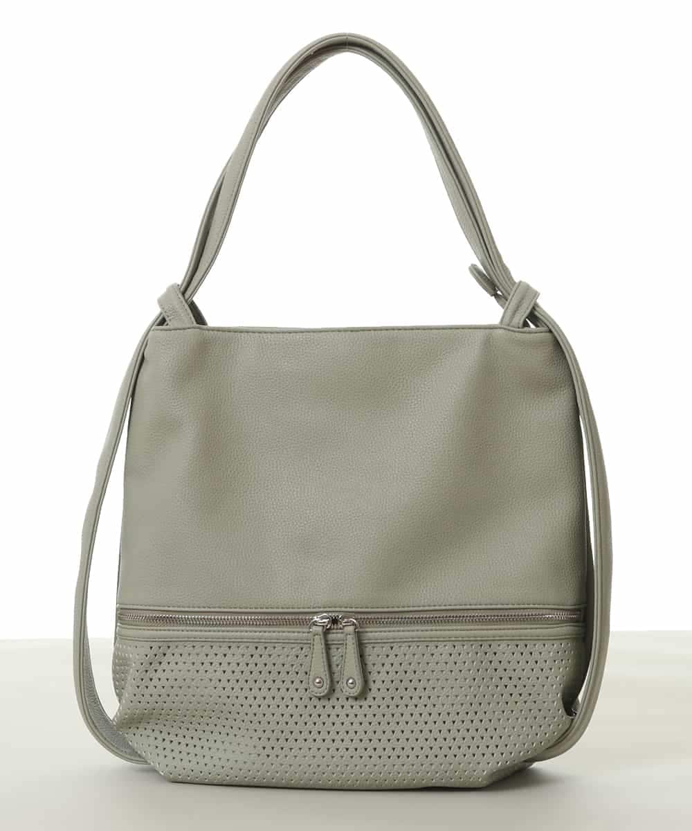 BKCGV26160 MK MICHEL KLEIN BAG(MK ミッシェルクラン バッグ) [2WAY/A4サイズ対応]パンチングデザイン変形トートバッグ グリーン