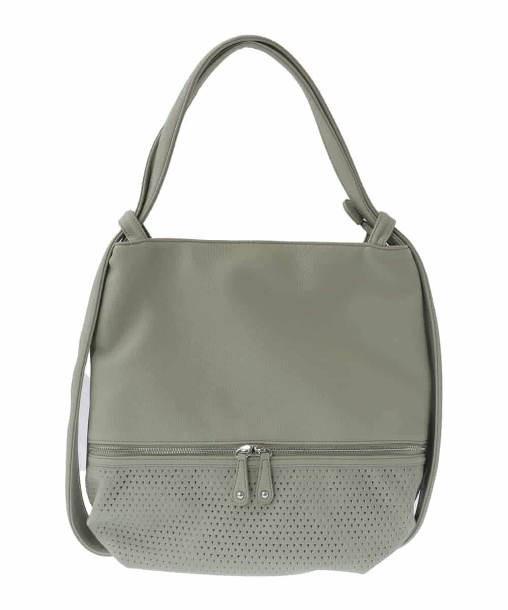 BKCGV26160 MK MICHEL KLEIN BAG(MK ミッシェルクラン バッグ) [2WAY/A4サイズ対応]パンチングデザイン変形トートバッグ グリーン