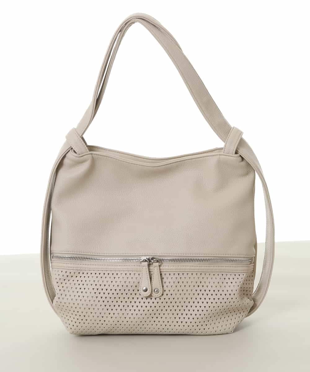 BKCGV28150 MK MICHEL KLEIN BAG(MK ミッシェルクラン バッグ) [2WAY/人気の定番BAG]パンチングデザイン変形ミニトートバッグ アイボリー