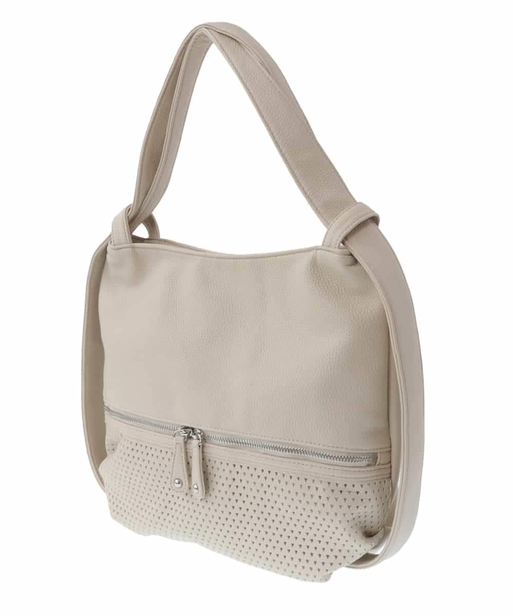 BKCGV28150 MK MICHEL KLEIN BAG(MK ミッシェルクラン バッグ) [2WAY/人気の定番BAG]パンチングデザイン変形ミニトートバッグ アイボリー