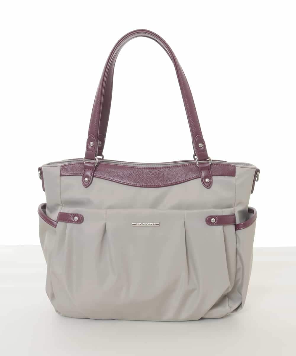 BKRAD31180 MK MICHEL KLEIN BAG(MK ミッシェルクラン バッグ) [撥水/2WAY/A4収納可]サイドポケットパイピングバッグ グレージュ×パープル