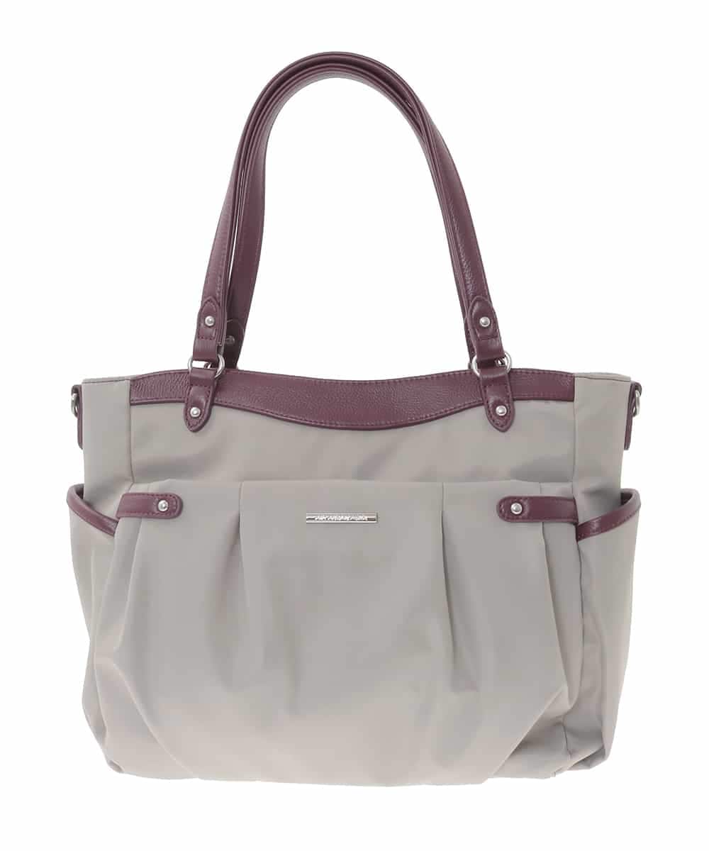 BKRAD31180 MK MICHEL KLEIN BAG(MK ミッシェルクラン バッグ) [撥水/2WAY/A4収納可]サイドポケットパイピングバッグ グレージュ×パープル