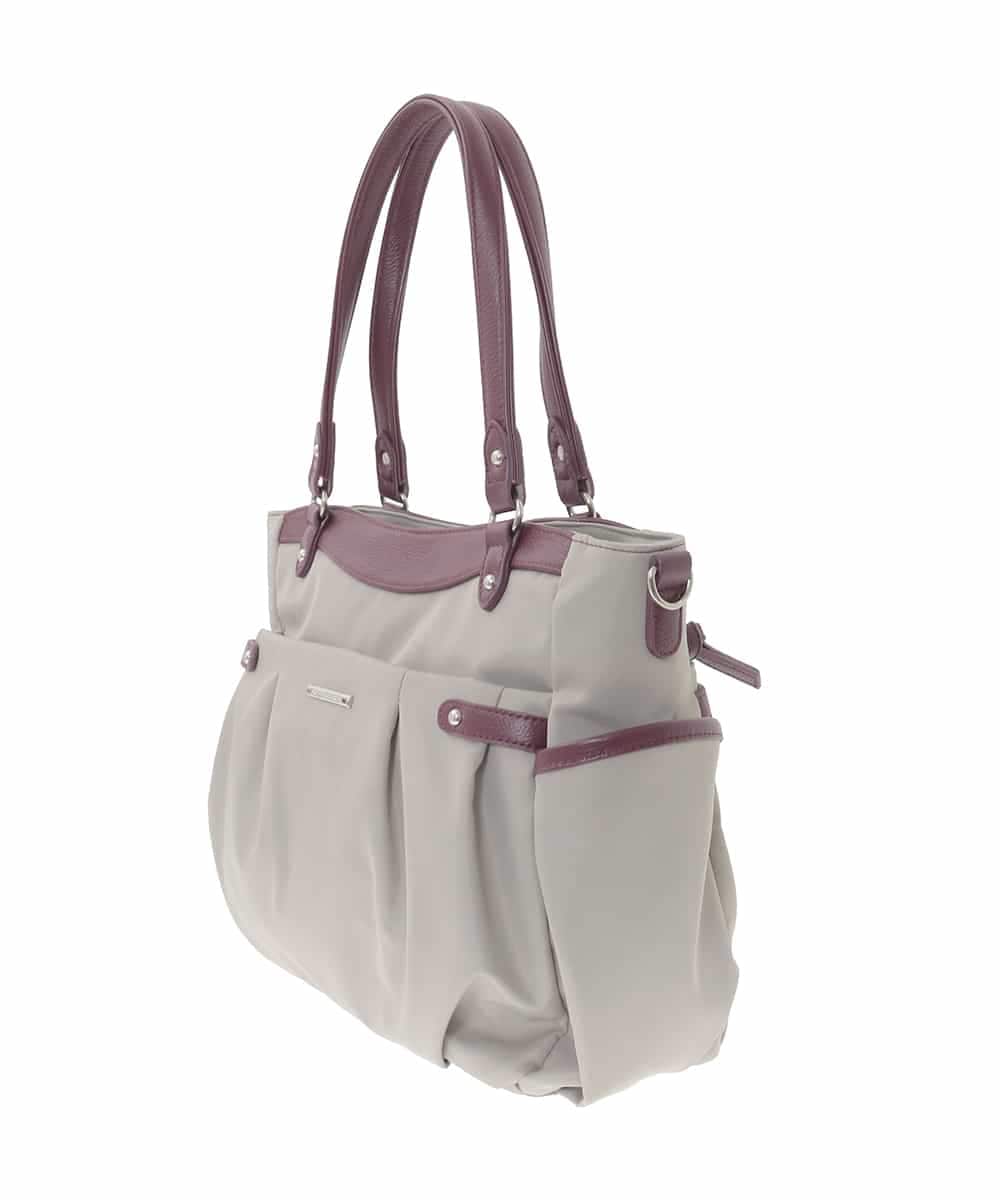BKRAD31180 MK MICHEL KLEIN BAG(MK ミッシェルクラン バッグ) [撥水/2WAY/A4収納可]サイドポケットパイピングバッグ グレージュ×パープル