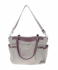 BKRAD31180 MK MICHEL KLEIN BAG(MK ミッシェルクラン バッグ) [撥水/2WAY/A4収納可]サイドポケットパイピングバッグ グレージュ×パープル