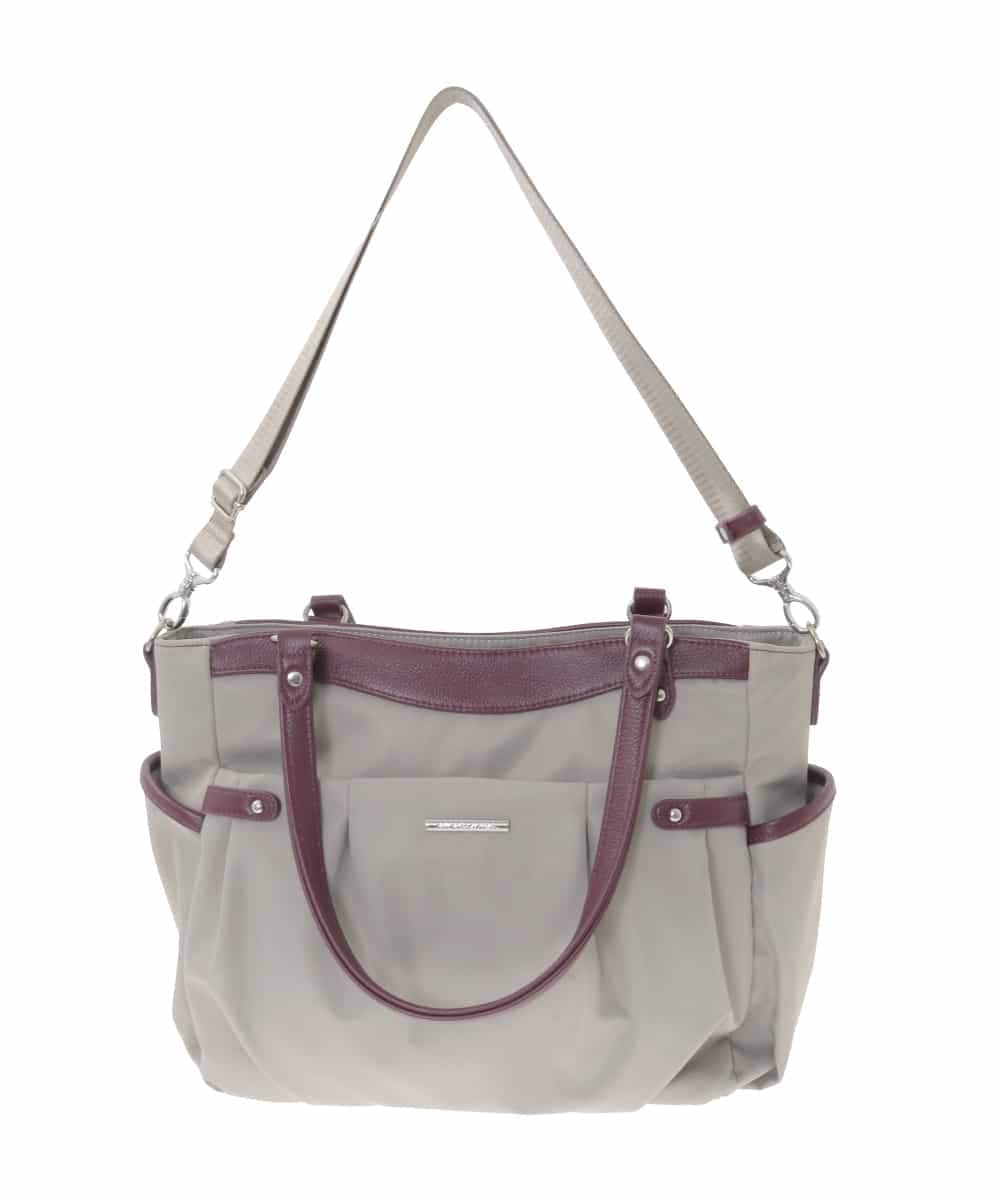 BKRAD31180 MK MICHEL KLEIN BAG(MK ミッシェルクラン バッグ) [撥水/2WAY/A4収納可]サイドポケットパイピングバッグ グレージュ×パープル