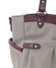 BKRAD31180 MK MICHEL KLEIN BAG(MK ミッシェルクラン バッグ) [撥水/2WAY/A4収納可]サイドポケットパイピングバッグ グレージュ×パープル