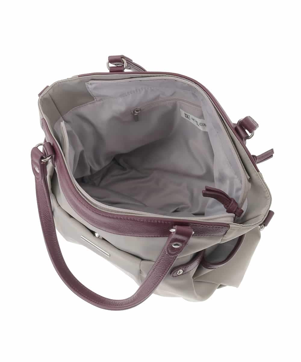 BKRAD31180 MK MICHEL KLEIN BAG(MK ミッシェルクラン バッグ) [撥水/2WAY/A4収納可]サイドポケットパイピングバッグ グレージュ×パープル
