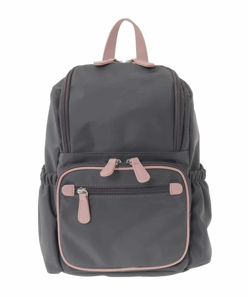 BKRAD97160 MK MICHEL KLEIN BAG(MK ミッシェルクラン バッグ) [撥水加工/軽量]スクエアデザインコンパクトリュック グレージュ×ピンク