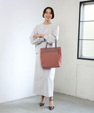 BPBAG21170 MK MICHEL KLEIN BAG(MK ミッシェルクラン バッグ) [A4収納可]異素材ジョイントスクエアトートバッグ カーキ