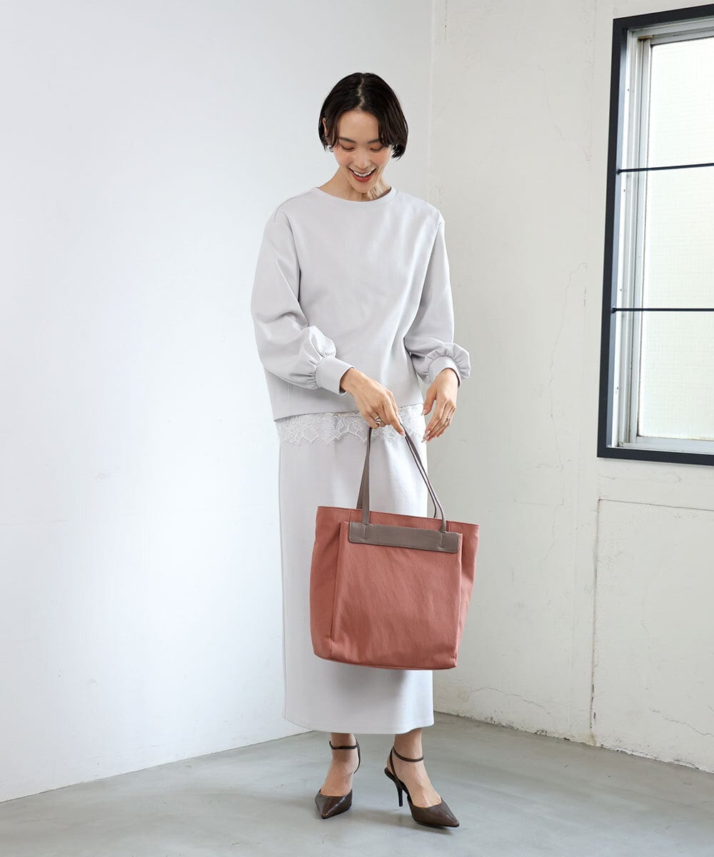 BPBAG21170 MK MICHEL KLEIN BAG(MK ミッシェルクラン バッグ) [A4収納可]異素材ジョイントスクエアトートバッグ カーキ