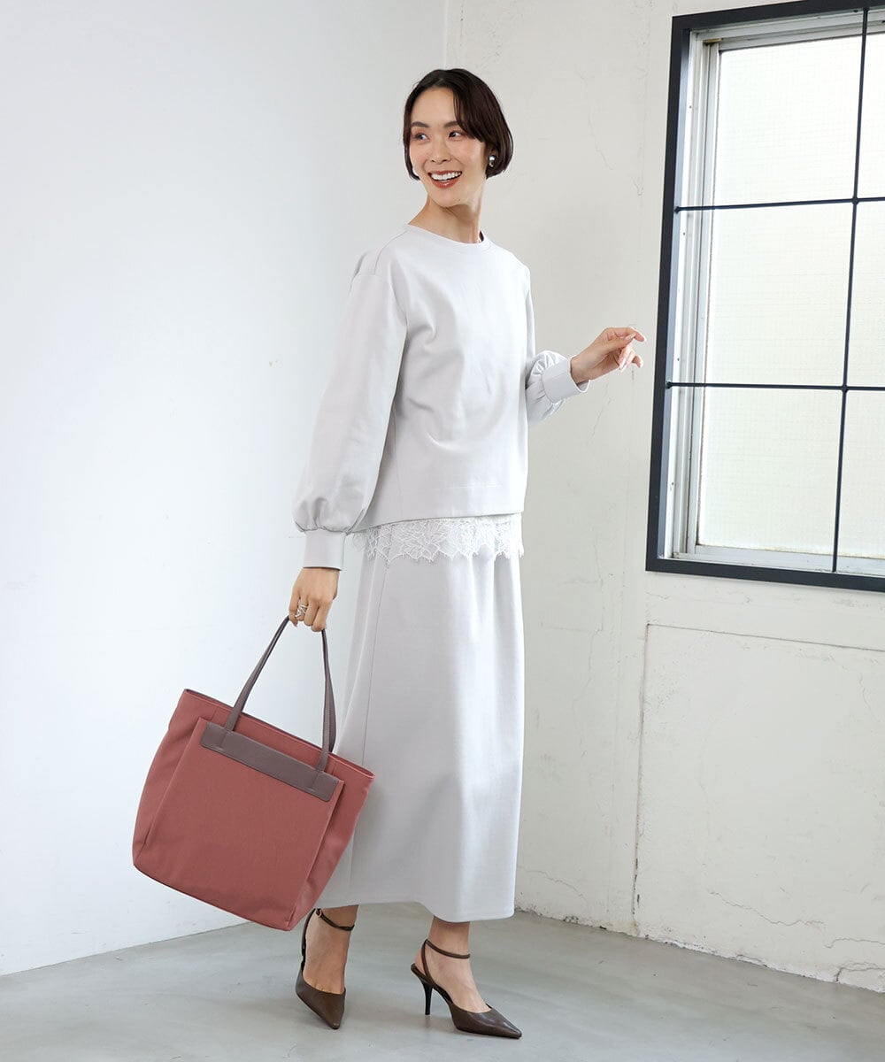 BPBAG21170 MK MICHEL KLEIN BAG(MK ミッシェルクラン バッグ) [A4収納可]異素材ジョイントスクエアトートバッグ カーキ