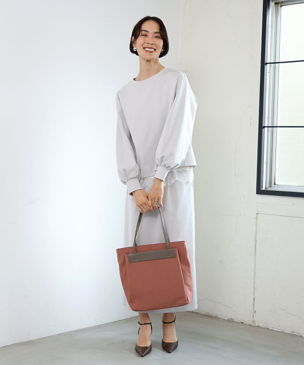 BPBAG21170 MK MICHEL KLEIN BAG(MK ミッシェルクラン バッグ) [A4収納可]異素材ジョイントスクエアトートバッグ カーキ