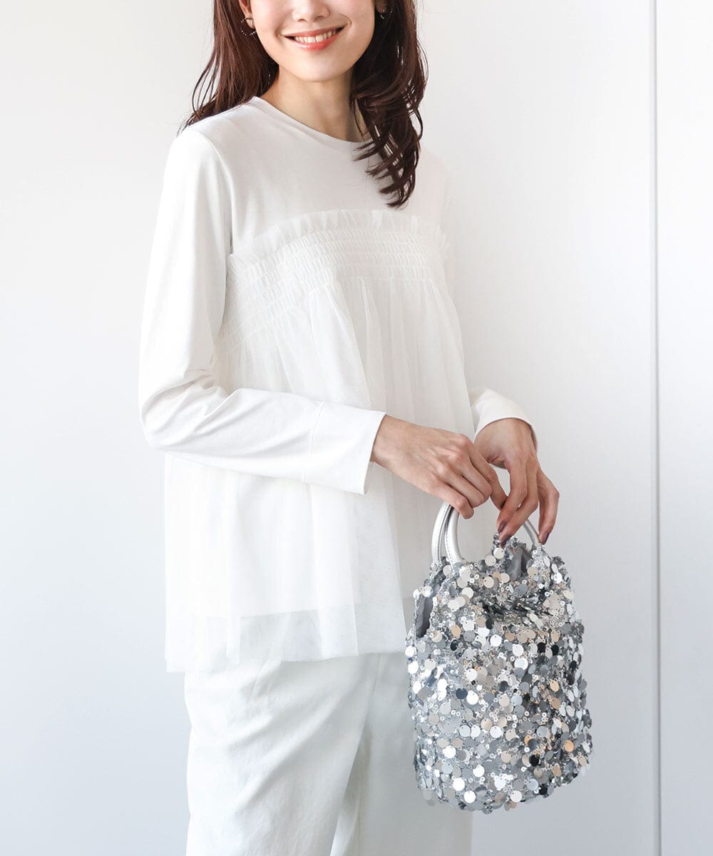 BPCAA12140 MK MICHEL KLEIN BAG(MK ミッシェルクラン バッグ) [2WAY]リングハンドルスパンコールバッグ ブラック