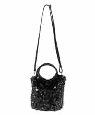 BPCAA12140 MK MICHEL KLEIN BAG(MK ミッシェルクラン バッグ) [2WAY]リングハンドルスパンコールバッグ ブラック